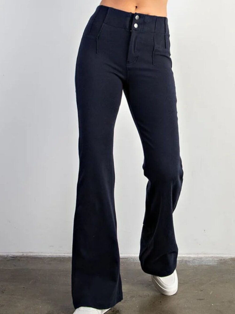 RAE MODE COTTON STRETCH TWILL DOUBLE BUTTON UP FLARED PANTS NWT